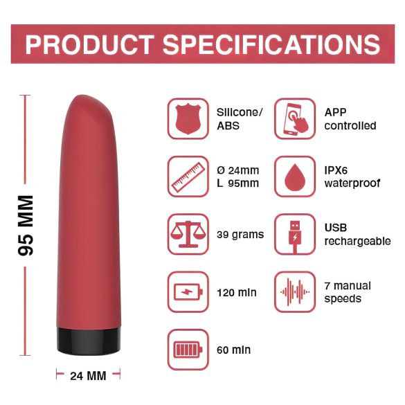 Magic Motion Awaken - Smart Rechargeable Mini Wand Vibrator (Red)