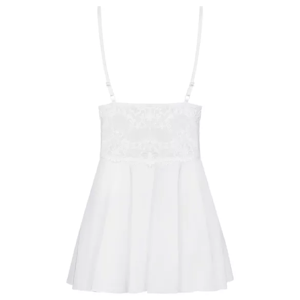 Obsessive 810-BAB-2 - Lace Babydoll & Thong Set (White)