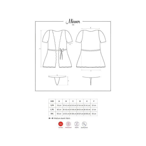 Obsessive Miamor Lace Sleeve Robe & Thong Set (Black)