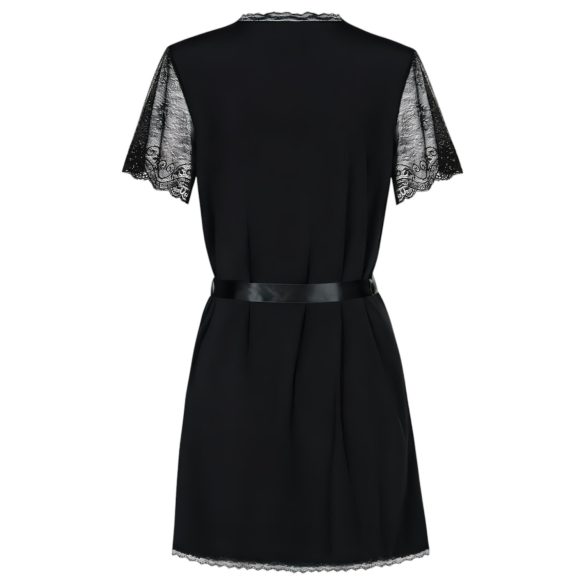 Obsessive Miamor Lace Sleeve Robe & Thong Set (Black) - L/XL