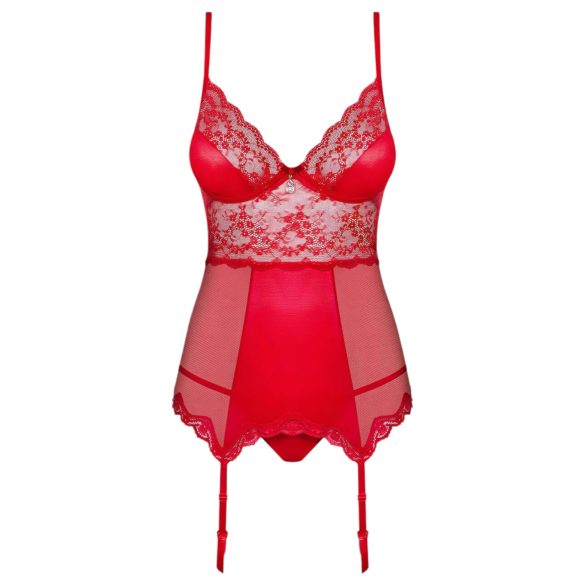 Obsessive Lovica - lace suspender top and thong (red)