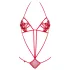 Obsessive Luiza - Tulip-Embellished Strappy Bodysuit - Red (S/M)