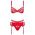 Obsessive Heartina - Red Lingerie Set - L/XL