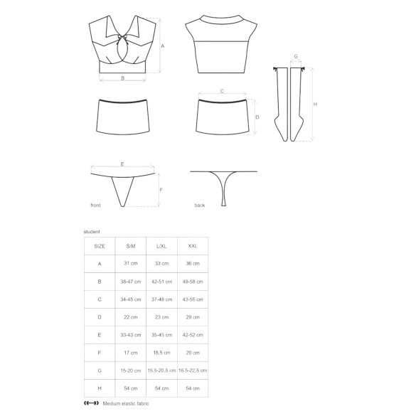 Obsessive Student - Schoolgirl Costume Set (5 Pieces)