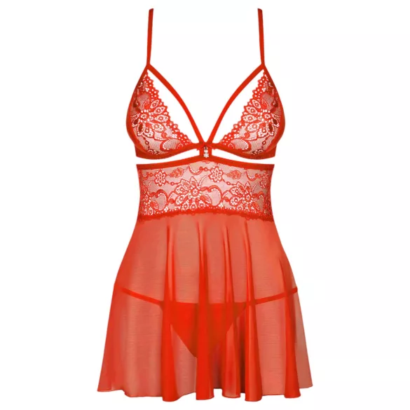 Obsessive 838-BAB-3 - Spicy Lace Babydoll & Thong Set (Red)