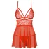 Obsessive 838-BAB-3 - Spicy Lace Babydoll & Thong Set (Red)
