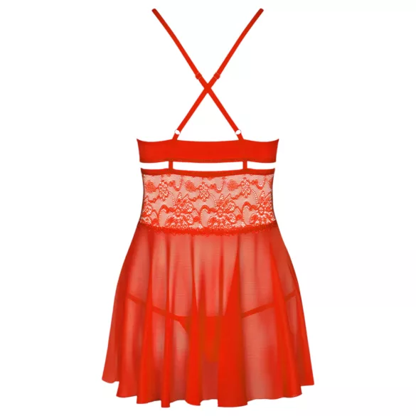 Obsessive 838-BAB-3 - Spicy Lace Babydoll & Thong Set (Red) - XXL