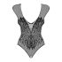 Obsessive B112 – Angel Wing Open-Back Fishnet Bodysuit (Black)