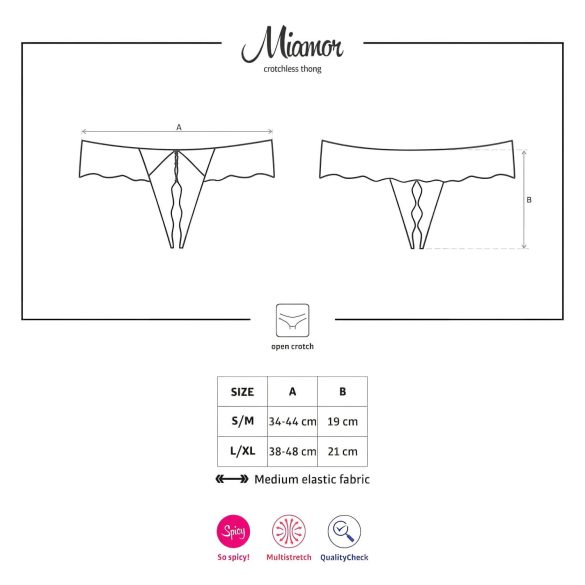 Obsessive Miamor - Sparkling Open Lace Thong for Women (Black) - XXL