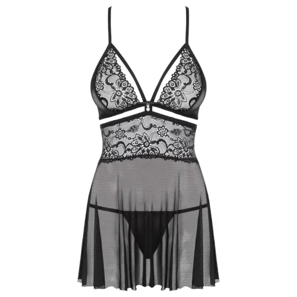 Obsessive 838-BAB-1 - Sheer Lace Babydoll Set (Black)