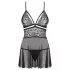 Obsessive 838-BAB-1 - Sheer Lace Babydoll Set (Black)