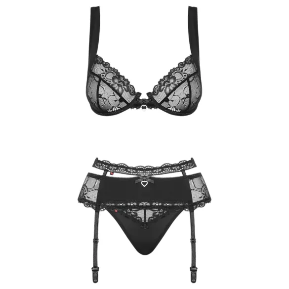 Obsessive Heartina - lingerie set (black)