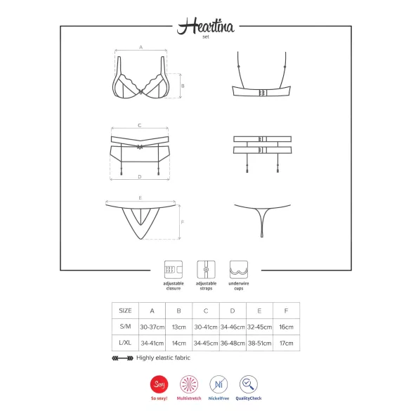 Obsessive Heartina - lingerie set (black)