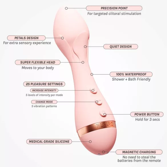 Vush Fleur - rechargeable, waterproof massaging vibrator (pink)